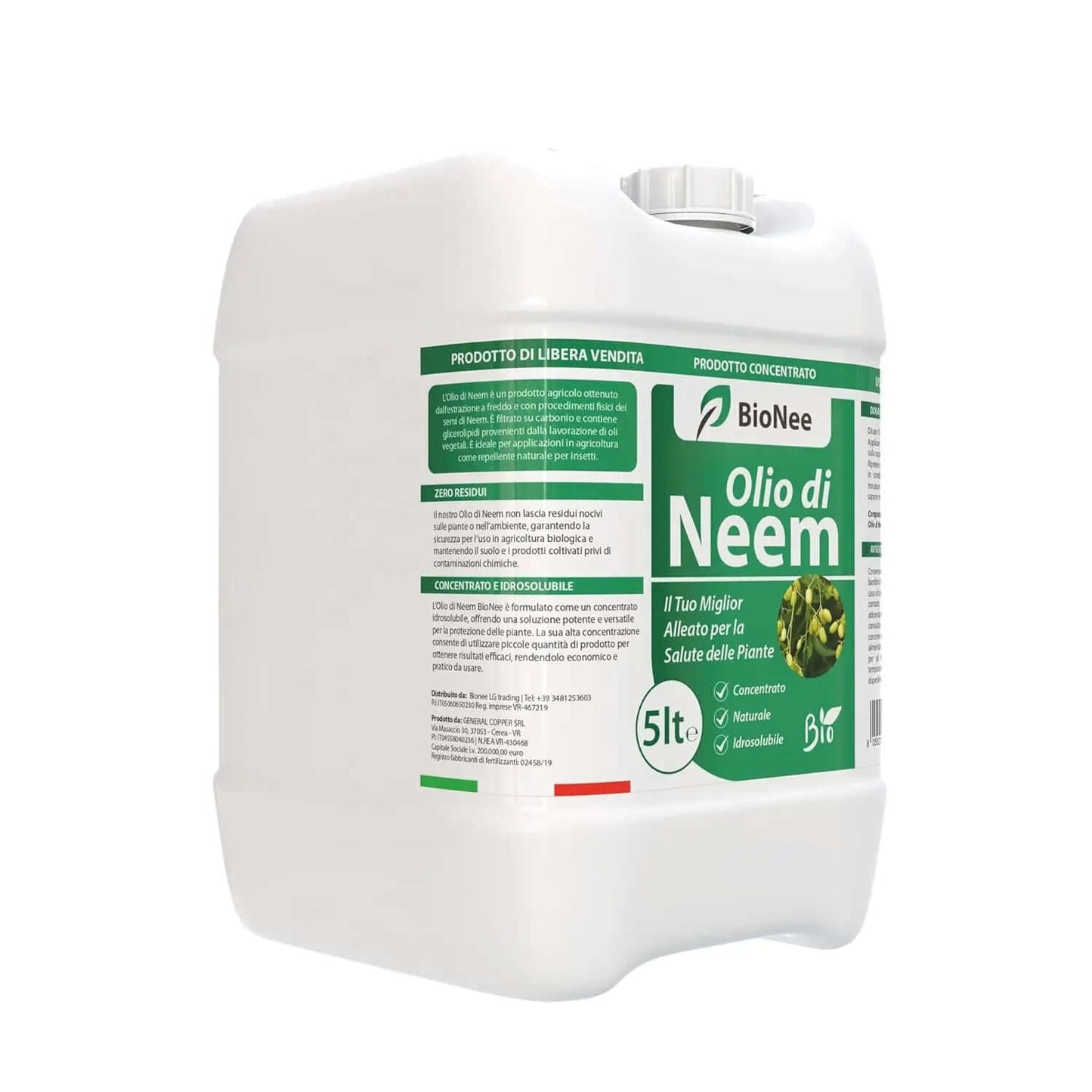 Bionee - Olio di NEEM BIOLOGICO 5L - Il Tuo Miglior Alleato per la Salute delle Piante (copia) Verdecobre