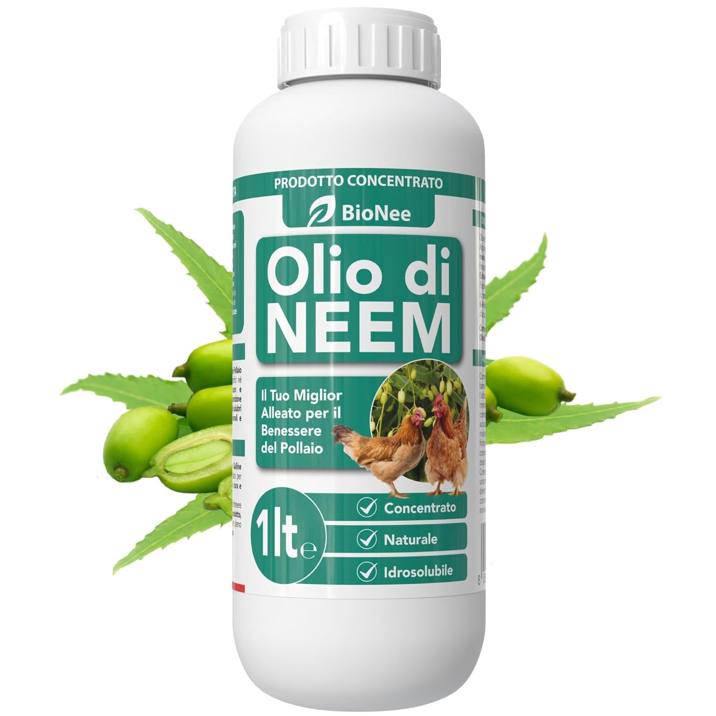 Olio di Neem Concentrato 1L per Pollaio e Galline – Formulato Naturale Idrosolubile | Pulizia, Igiene e Benessere del Pollaio | Alta Purezza, Zero Residui Chimici