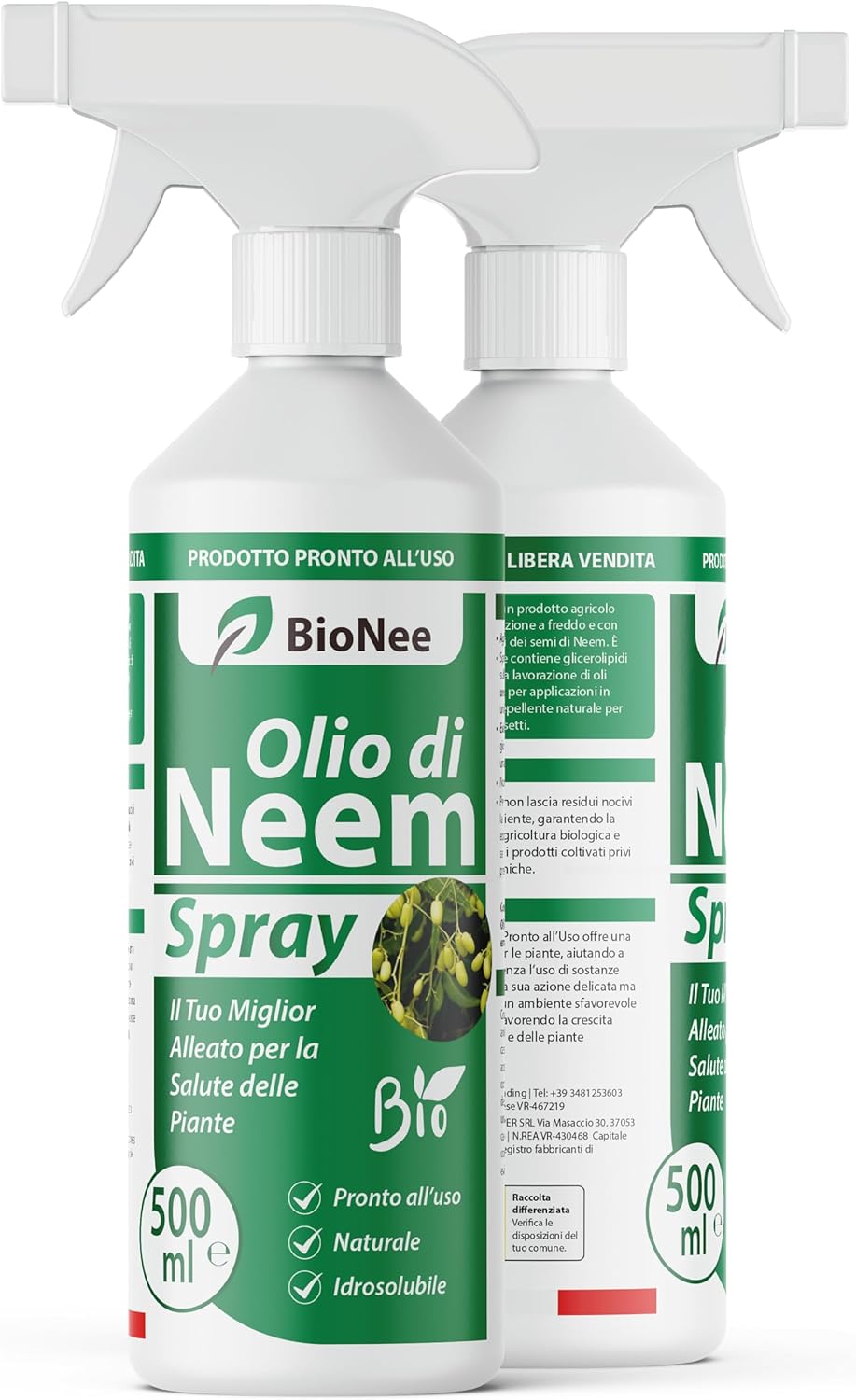 Olio di Neem - insetticida naturale Concentrato - biologico solubile in acqua Spray 500 ml