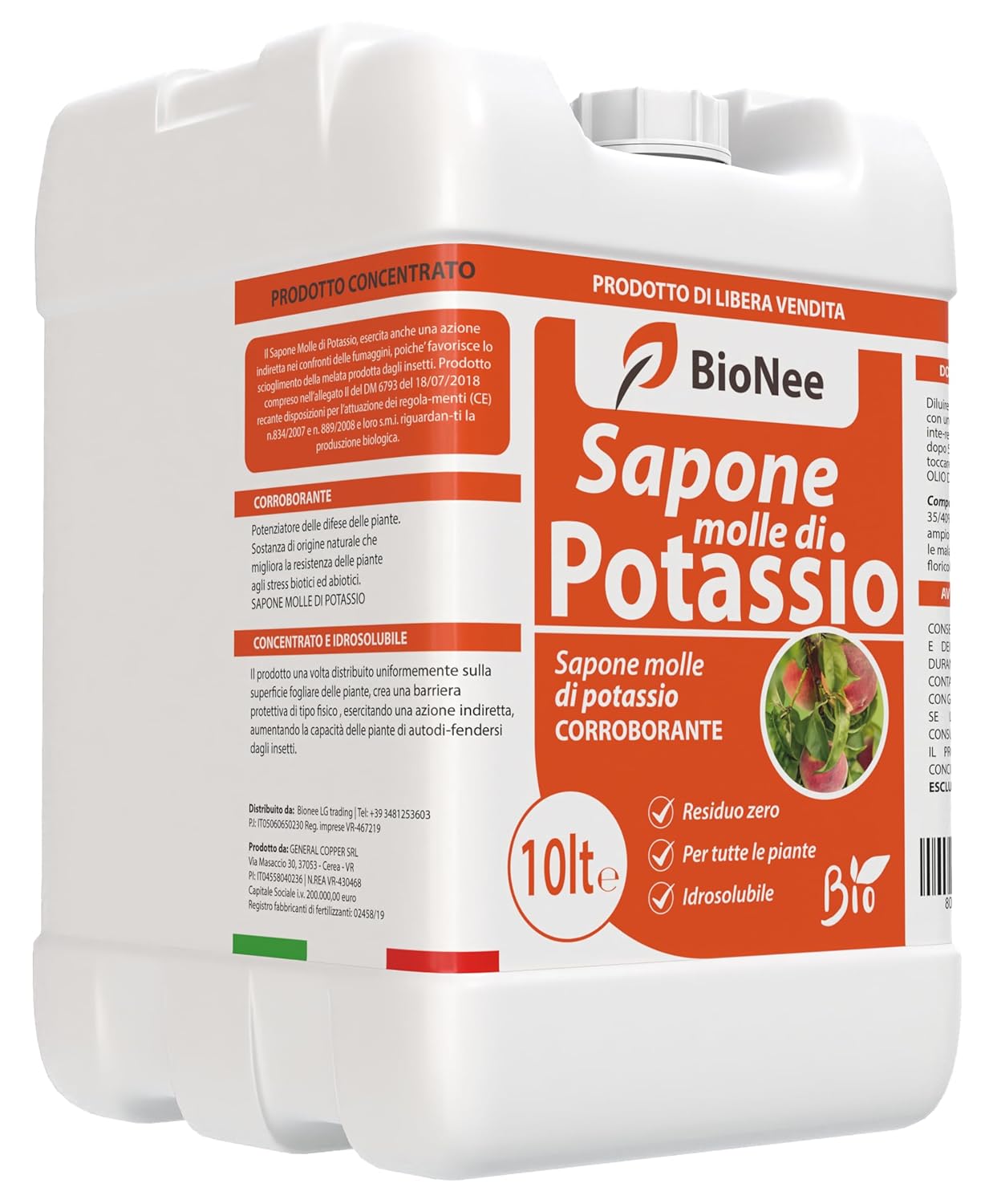 Sapone Molle Potassico 10L – Insetticida Naturale per Piante, Afidi, Cocciniglia, Effetto Corroborante e Lava Melata