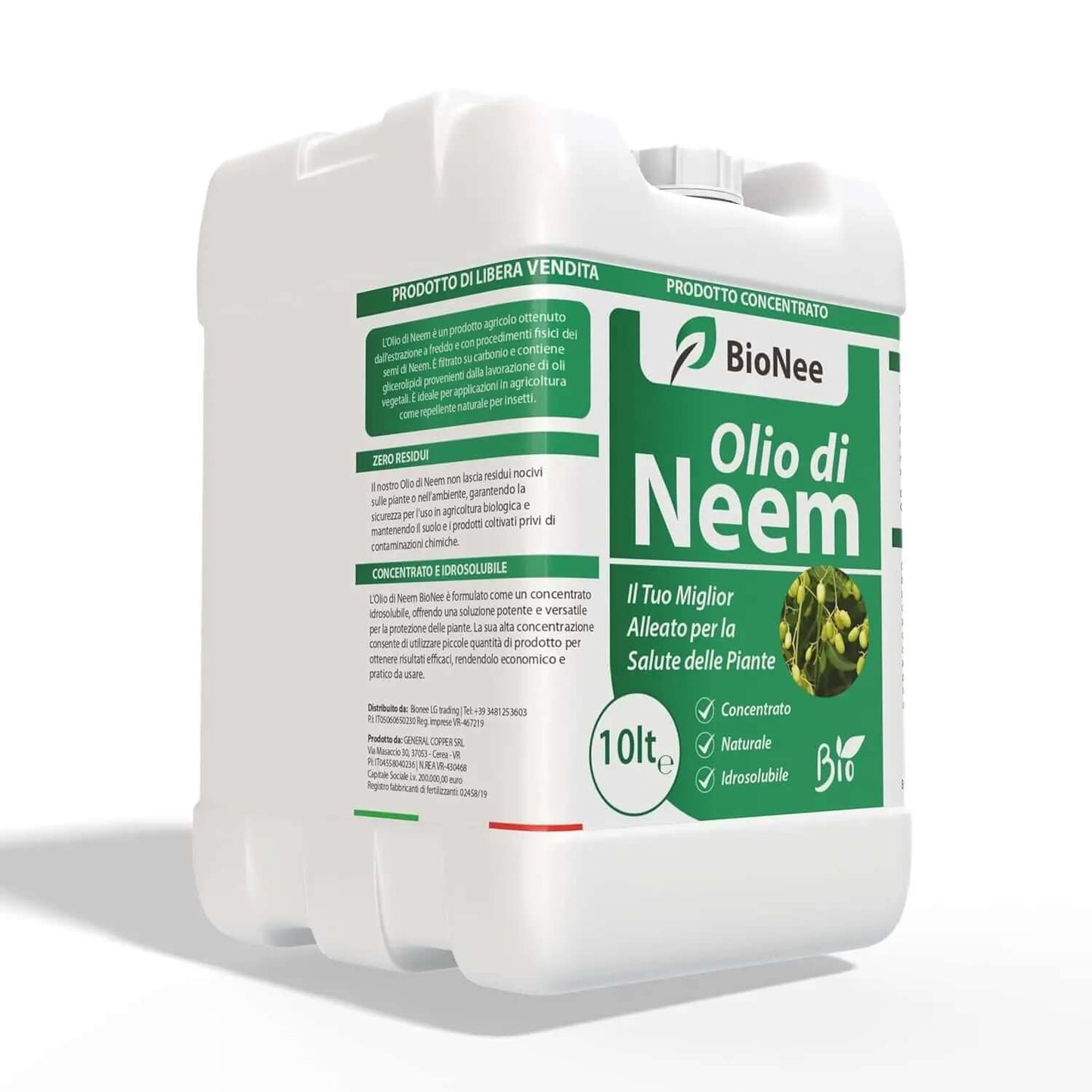 Bionee - Olio di NEEM BIOLOGICO 10L - Il Tuo Miglior Alleato per la Salute delle Piante Verdecobre