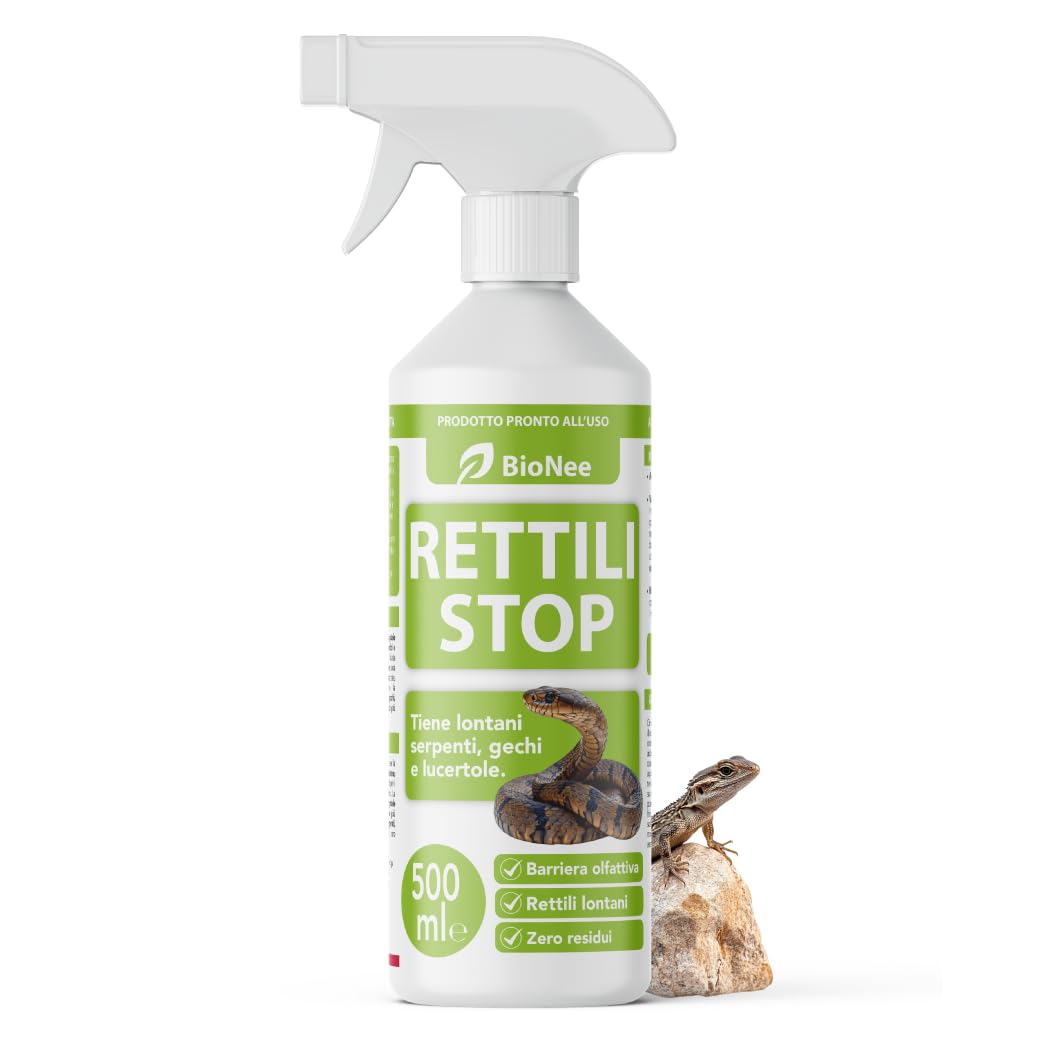 Bionee Rettili Stop 500 ml – Spray disabituante per rettili (Serpenti, gechi, lucertole), per Interni ed Esterni