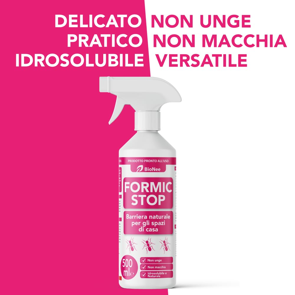 BioNee Formic Stop Spray Pronto all’Uso 500 ml – Barriera naturale per gli spazi di casa – per infissi, davanzali, balconi, tende e zanzariere – non unge, non macchia, idrosolubile