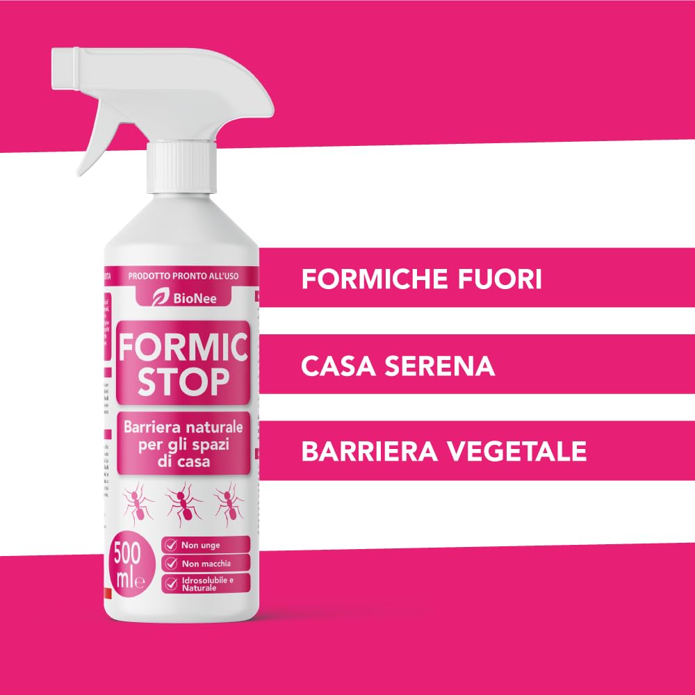BioNee Formic Stop Spray Pronto all’Uso 500 ml – Barriera naturale per gli spazi di casa – per infissi, davanzali, balconi, tende e zanzariere – non unge, non macchia, idrosolubile