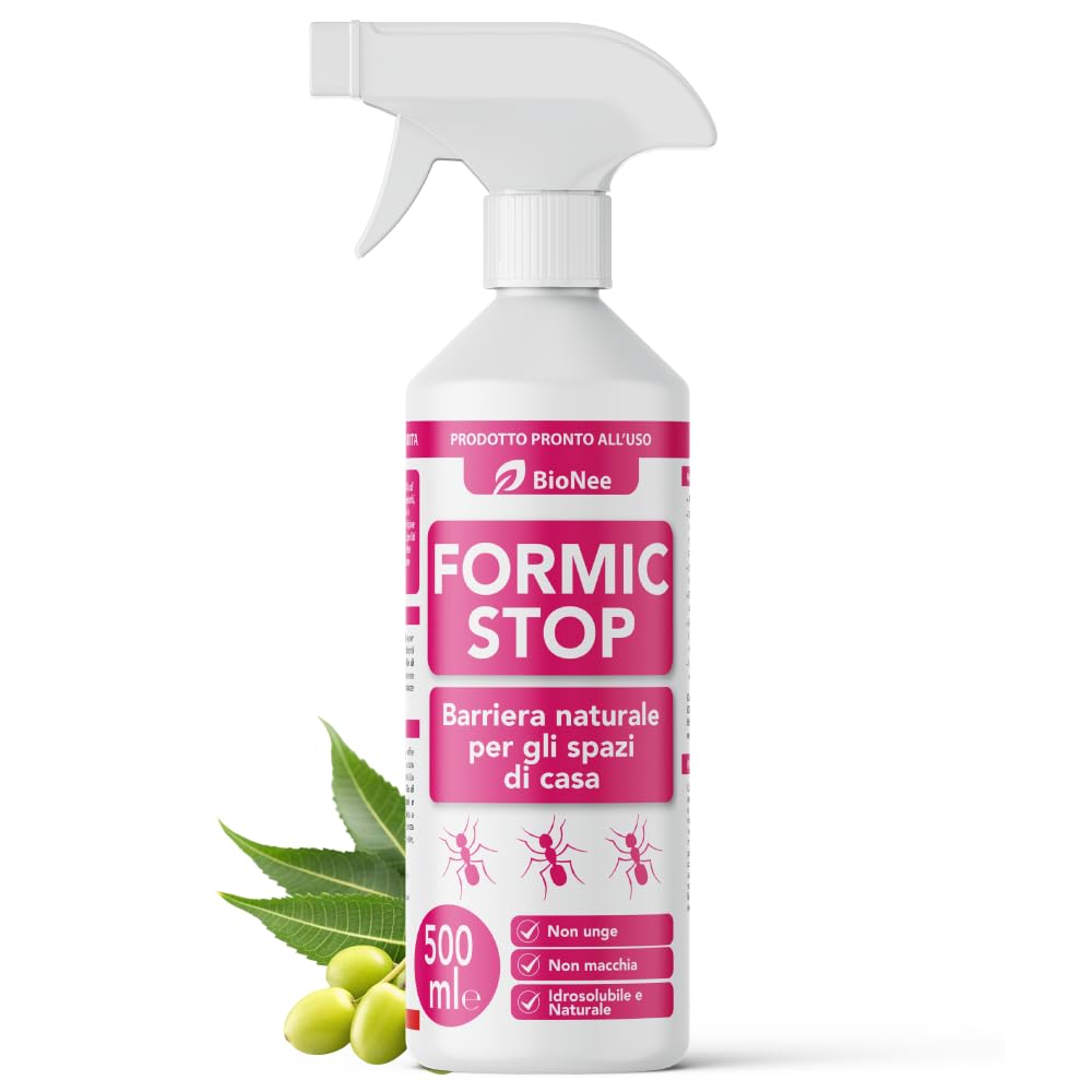BioNee Formic Stop Spray Pronto all’Uso 500 ml – Barriera naturale per gli spazi di casa – per infissi, davanzali, balconi, tende e zanzariere – non unge, non macchia, idrosolubile
