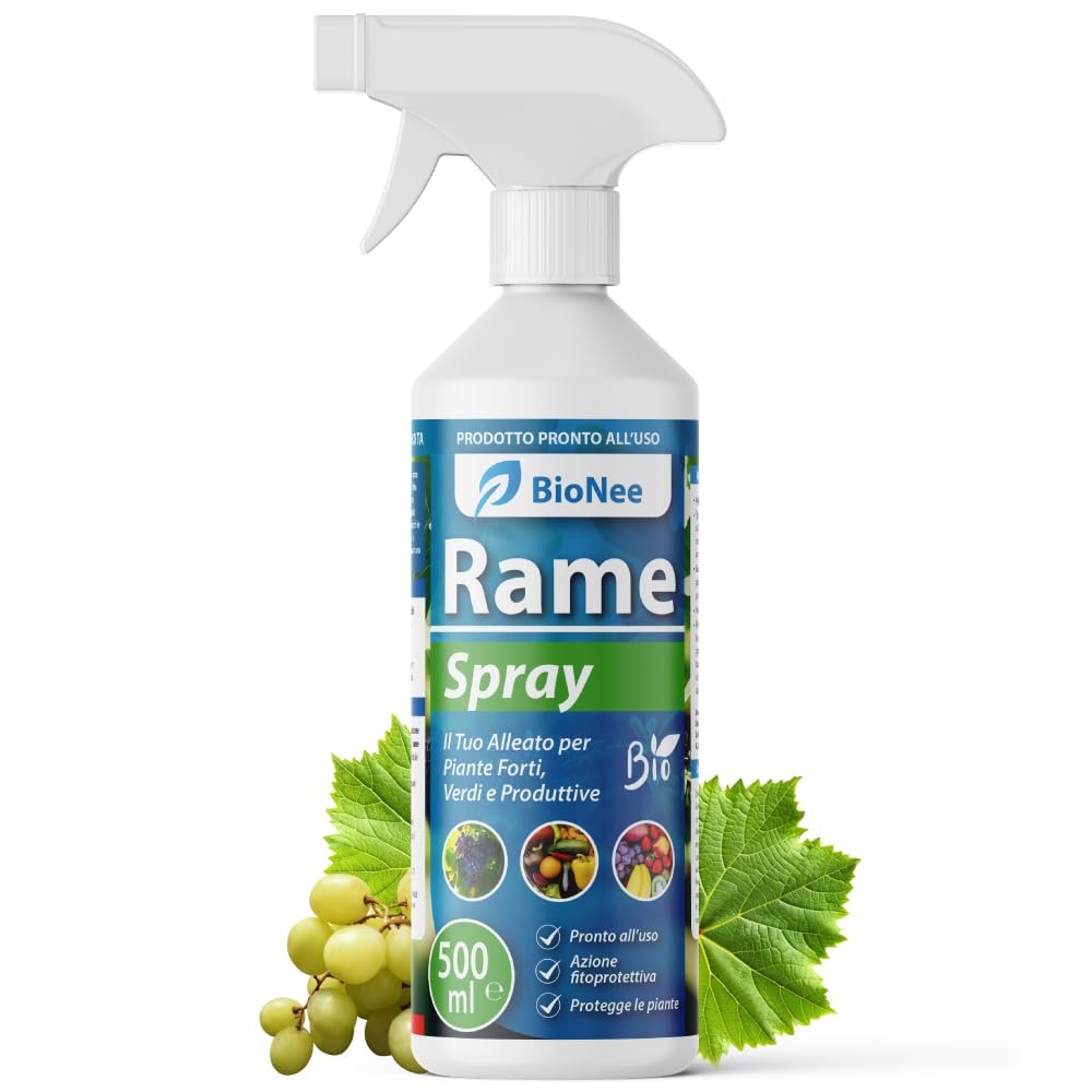 Rame Spray 500 ml – Trattamento naturale pronto all’uso per piante ornamentali, da frutto, orto e giardino – Con rame, caolino e microelementi (ramespray)