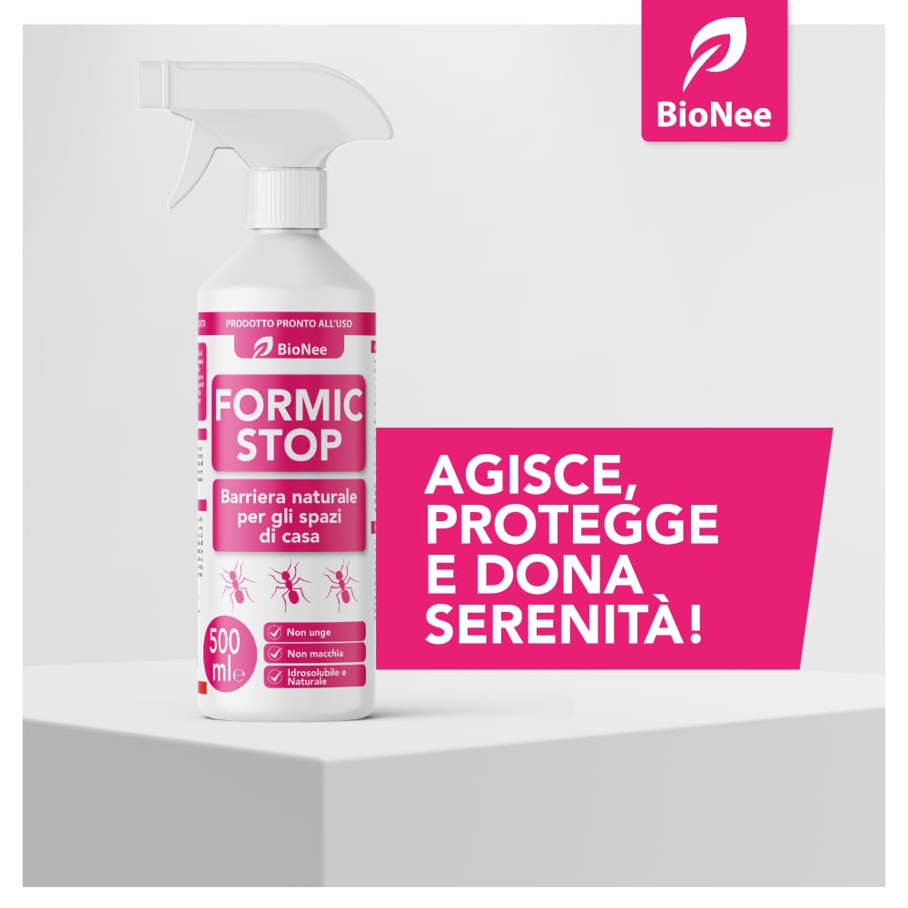 BioNee Formic Stop Spray Pronto all’Uso 500 ml – Barriera naturale per gli spazi di casa – per infissi, davanzali, balconi, tende e zanzariere – non unge, non macchia, idrosolubile