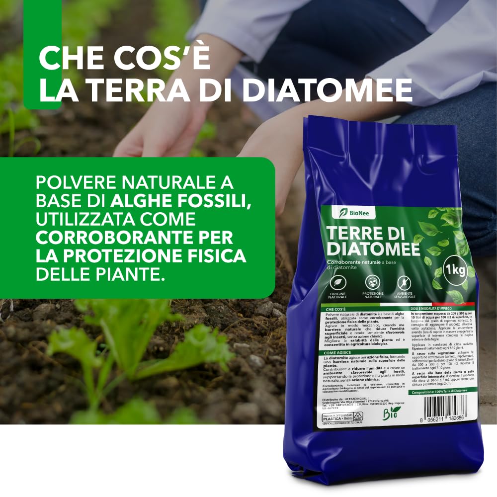 Terre di Diatomee BioNee – Corroborante Naturale per Piante – Uso Orto e Giardino 1 kg