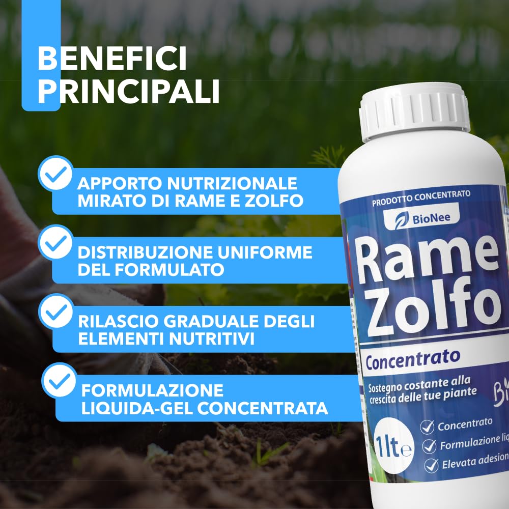 Rame Zolfo Nano Concentrato – Concime Inorganico Liquido-Gel a Base di Rame e Zolfo per Orto e Giardino