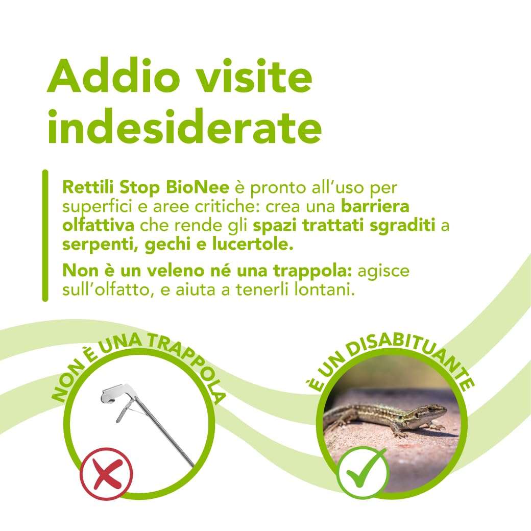 Bionee Rettili Stop 500 ml – Spray disabituante per rettili (Serpenti, gechi, lucertole), per Interni ed Esterni