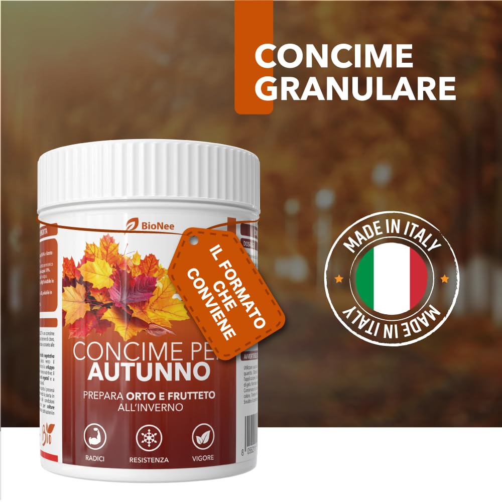 BioNee Concime per Autunno NPK 12-12-17 – Granulare a Lento Rilascio per Orto e Frutteto