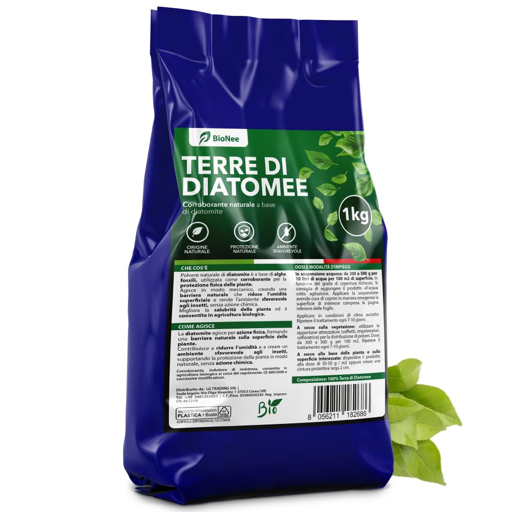 Terre di Diatomee BioNee – Corroborante Naturale per Piante – Uso Orto e Giardino 1 kg