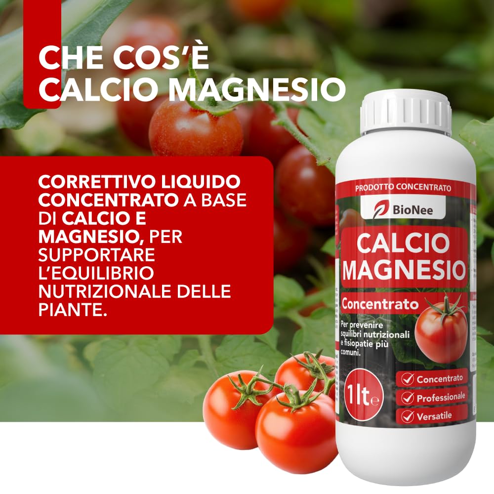 BioNee Calcio Magnesio – Correttivo Liquido Calcio/Magnesio Concentrato per Squilibri Nutrizionali, Supporto Fisiopatie (Marciume Apicale, Tip Burn)