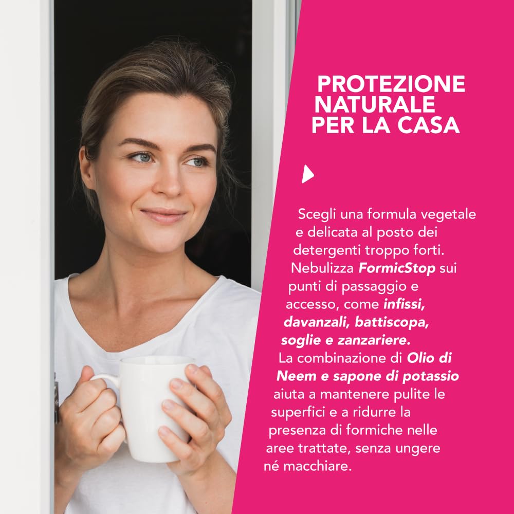 BioNee Formic Stop Spray Pronto all’Uso 500 ml – Barriera naturale per gli spazi di casa – per infissi, davanzali, balconi, tende e zanzariere – non unge, non macchia, idrosolubile