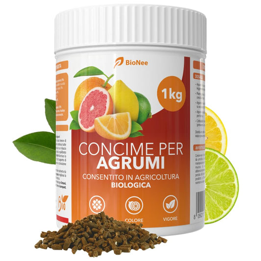 Concime per Agrumi Pellettato NPK 5-6-14 – Nutrimento Organico per Limoni, Aranci, Mandarini e Lime – Consentito in Agricoltura Biologica – 1 kg