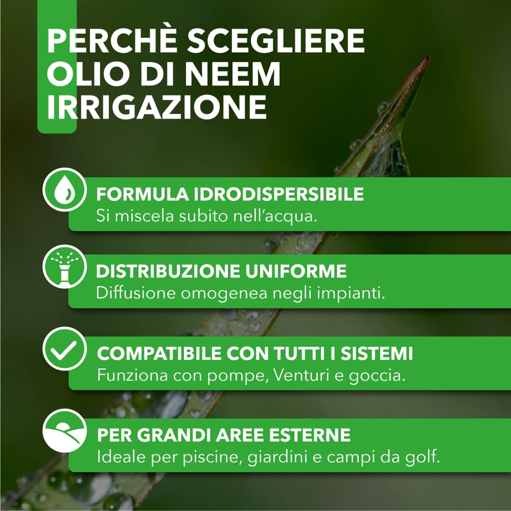 BioNee Olio di Neem Speciale Irrigazione 1L – Concentrato Idrodispersibile per Sistemi di Irrigazione e Aree Verdi