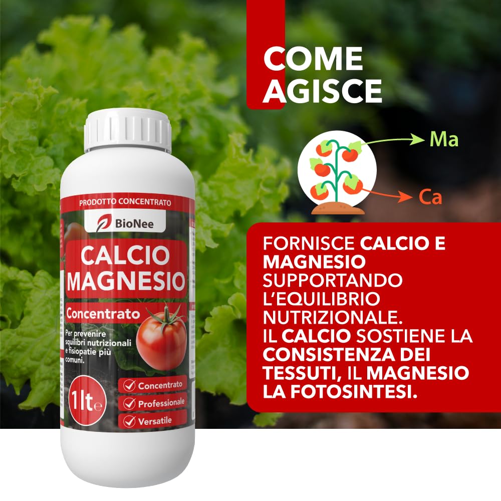 BioNee Calcio Magnesio – Correttivo Liquido Calcio/Magnesio Concentrato per Squilibri Nutrizionali, Supporto Fisiopatie (Marciume Apicale, Tip Burn)