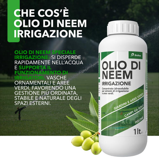 BioNee Olio di Neem Speciale Irrigazione 1L – Concentrato Idrodispersibile per Sistemi di Irrigazione e Aree Verdi