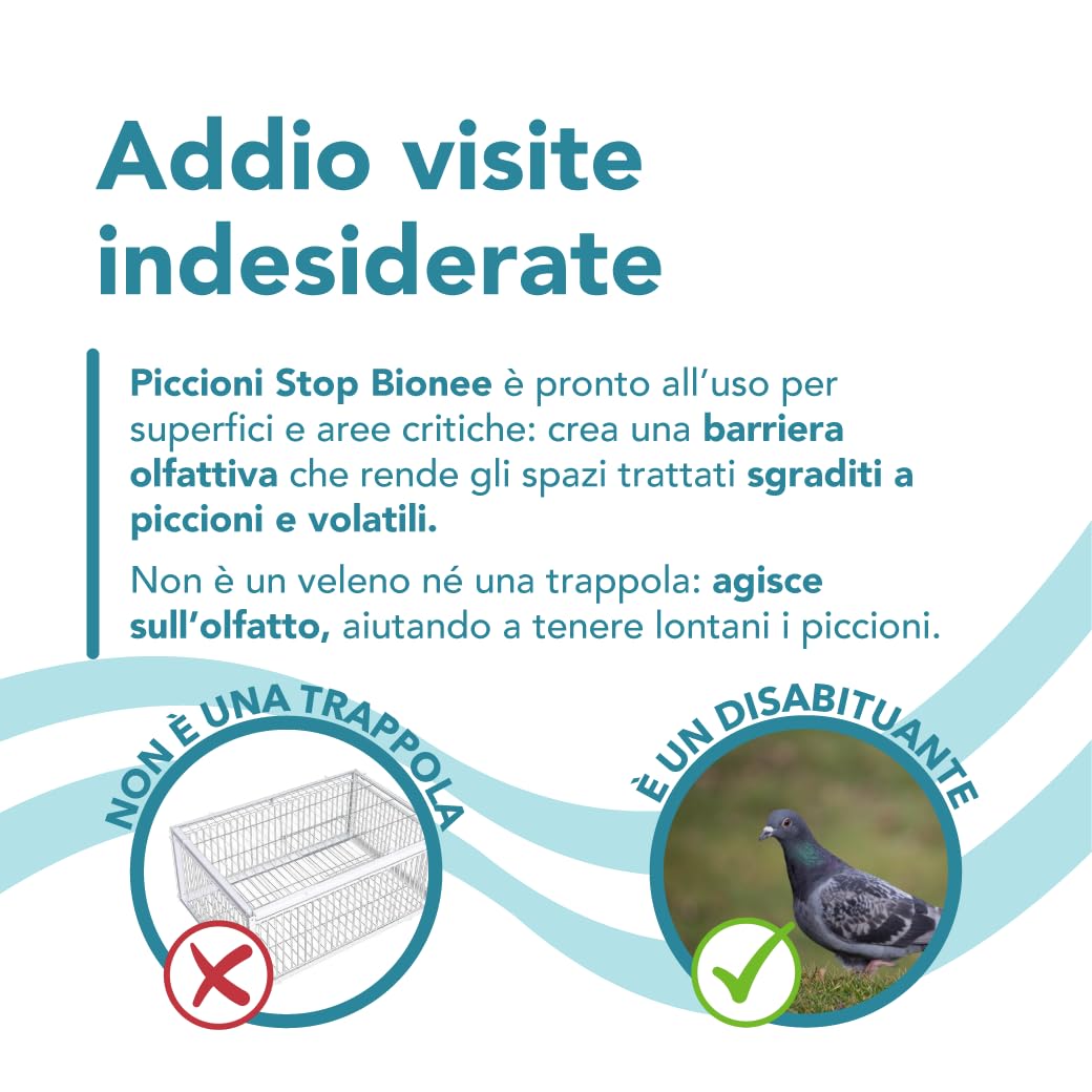 BioNee Piccioni Stop 500 ml – Spray con barriera olfattiva per allontanare piccioni e volatili, per balconi e terrazzi