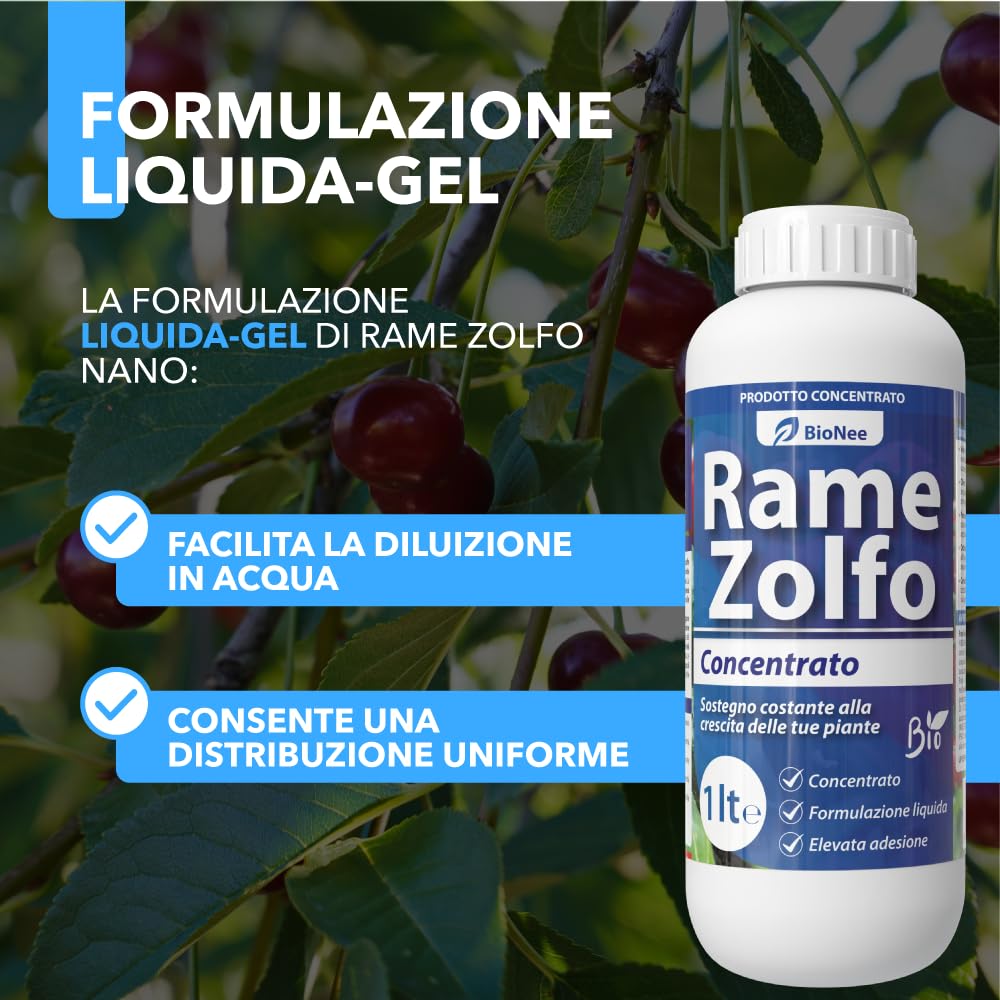Rame Zolfo Nano Concentrato – Concime Inorganico Liquido-Gel a Base di Rame e Zolfo per Orto e Giardino