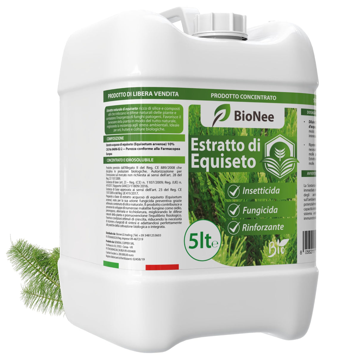 Estratto di Equiseto | Prodotto Naturale Concentrato Idrosolubile | Azione Fungicida Preventiva | Per Orto, Frutteto e Colture Biologiche (5 litri)