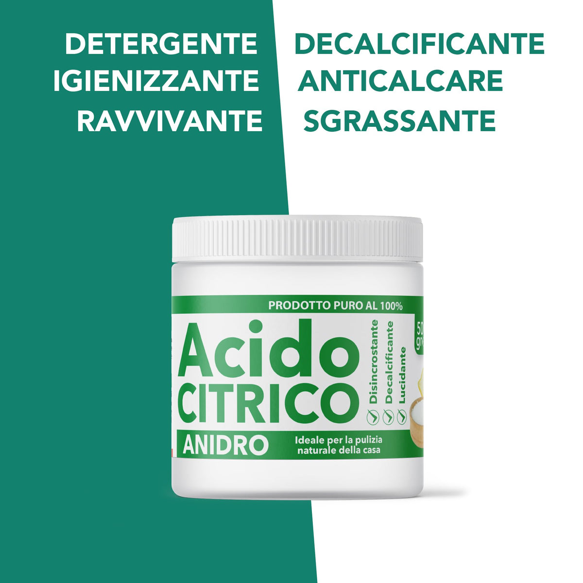 BioNee Acido Citrico Anidro Puro 500g – Polvere Naturale per Pulizia Domestica | Anticalcare, Ammorbidente, Disincrostante e Detergente Multiuso