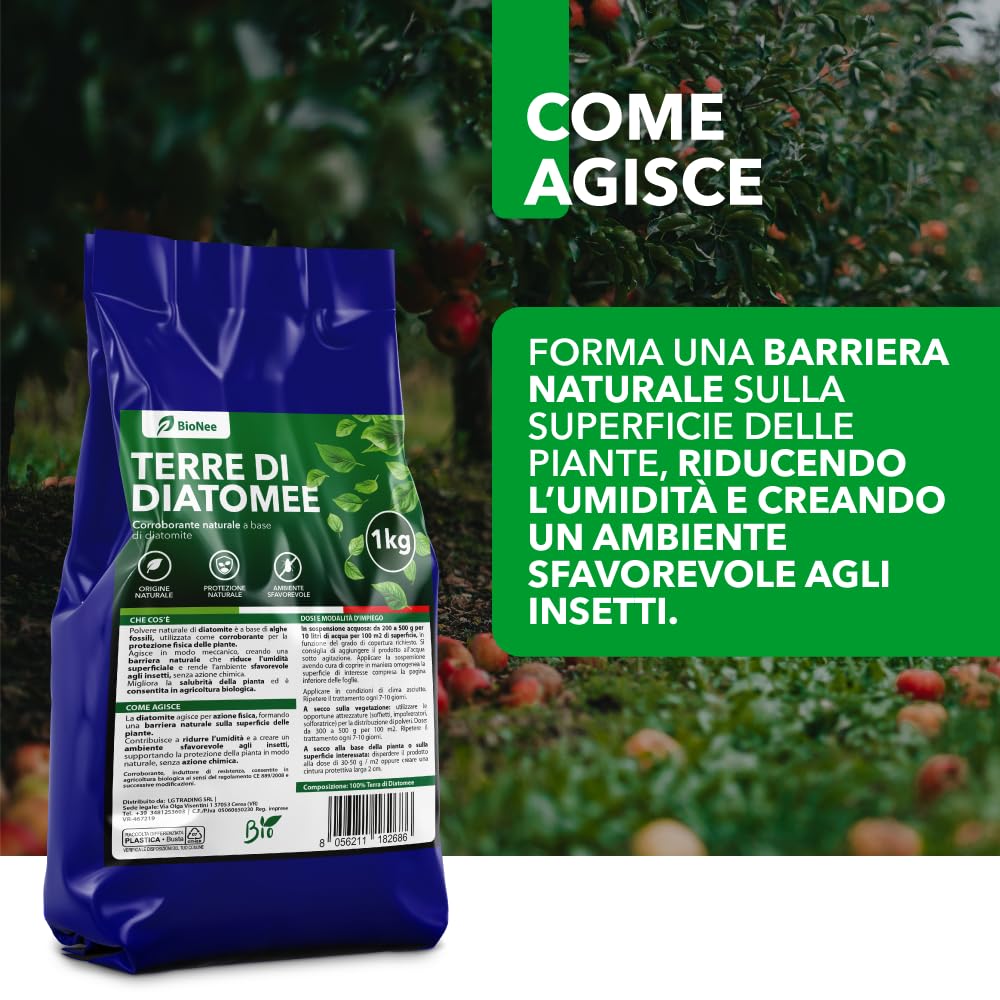 Terre di Diatomee BioNee – Corroborante Naturale per Piante – Uso Orto e Giardino 1 kg