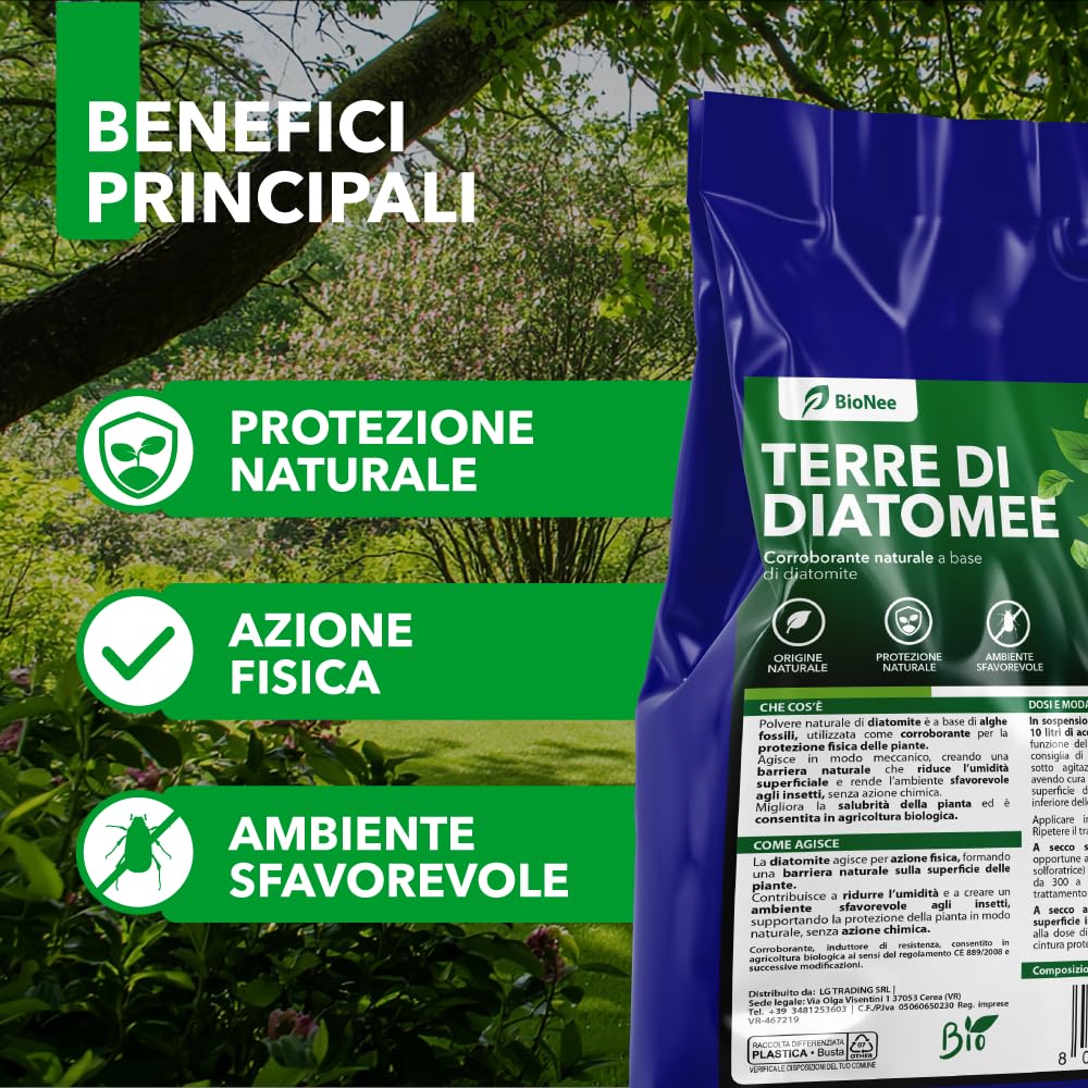 Terre di Diatomee BioNee – Corroborante Naturale per Piante – Uso Orto e Giardino 1 kg