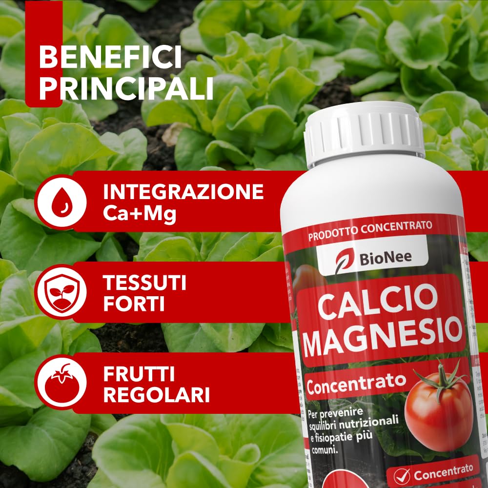 BioNee Calcio Magnesio – Correttivo Liquido Calcio/Magnesio Concentrato per Squilibri Nutrizionali, Supporto Fisiopatie (Marciume Apicale, Tip Burn)