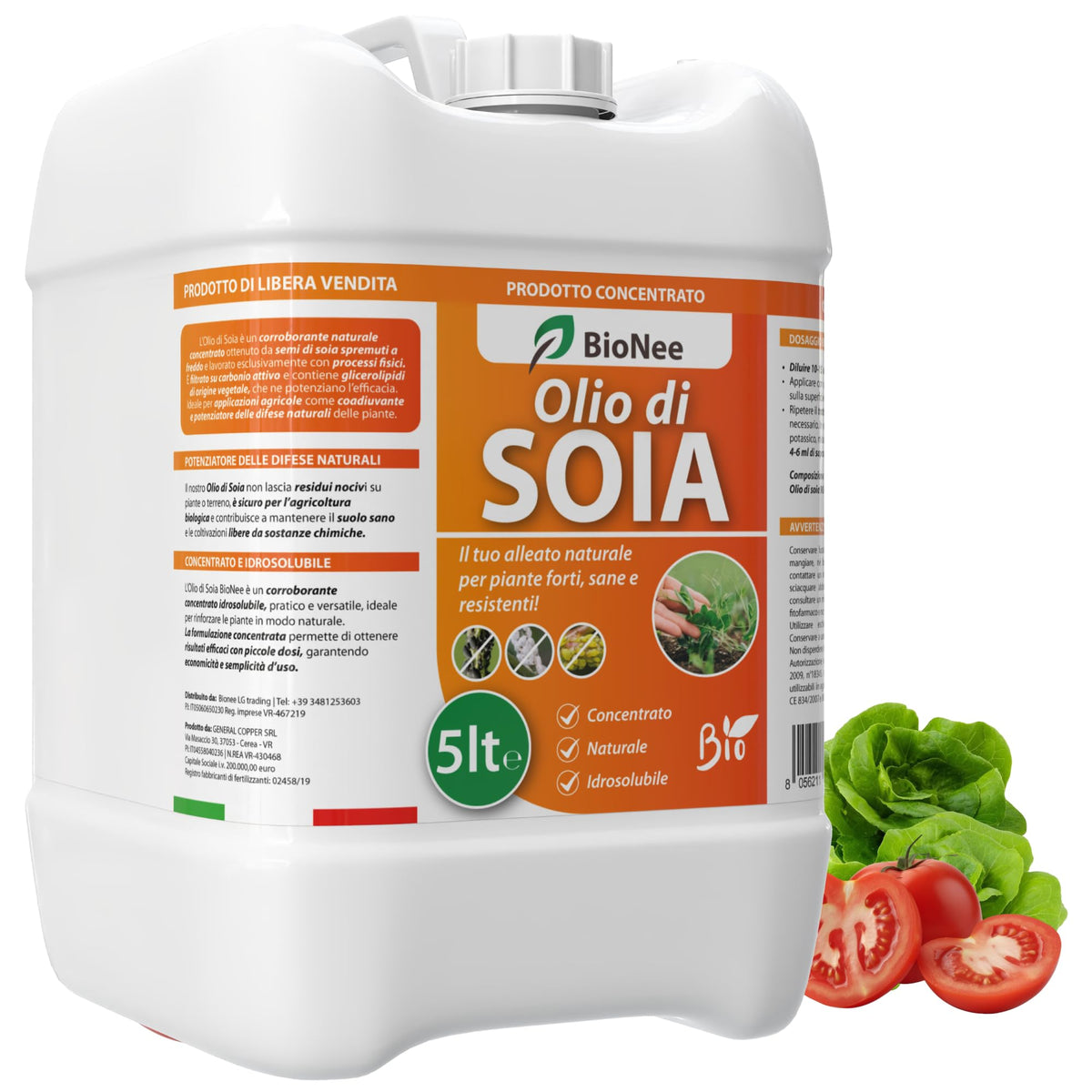 BioNee Olio di Soia Concentrato – Corroborante Naturale Vegetale per Piante Forti e Resistenti | Potenziatore delle Difese Naturali | Concentrato Idrosolubile (5 litri)