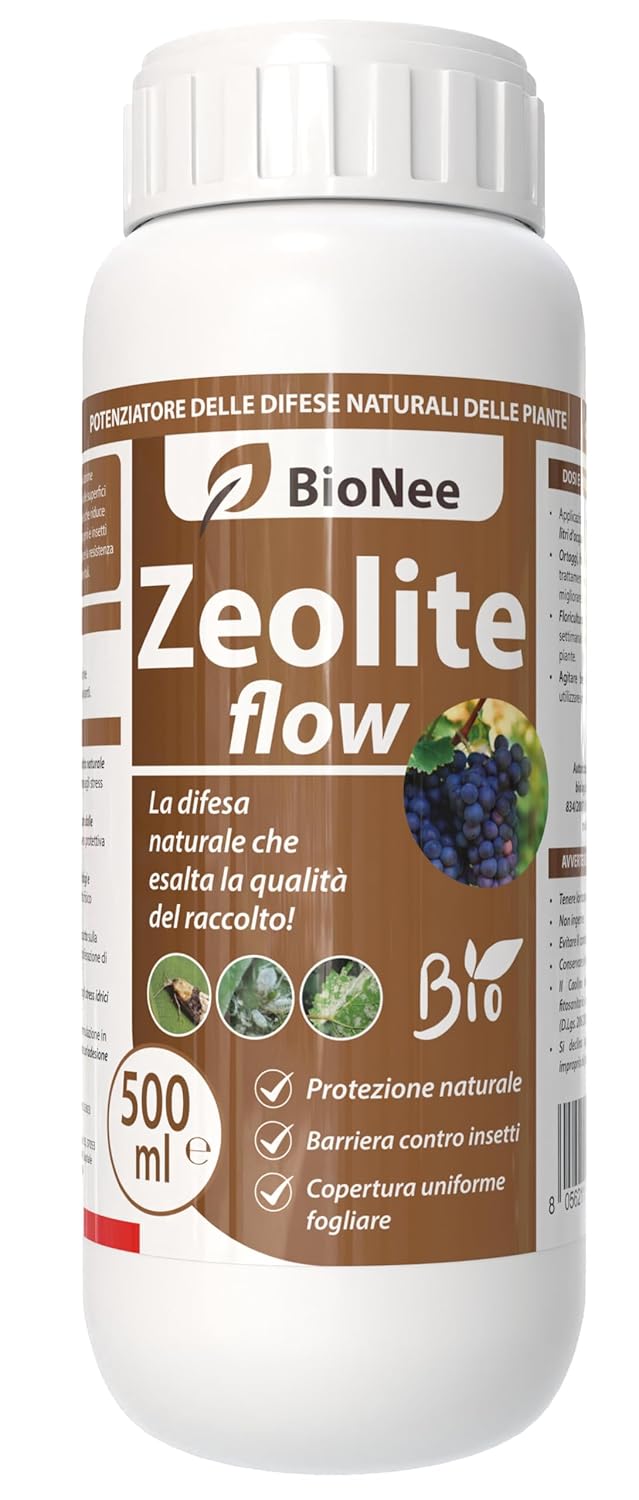 Zeolite Flow Bionee 500 ml – Corroborante Naturale per Piante – Barriera Protettiva Antifungo e Insetti – Ammesso in Agricoltura Biologica 