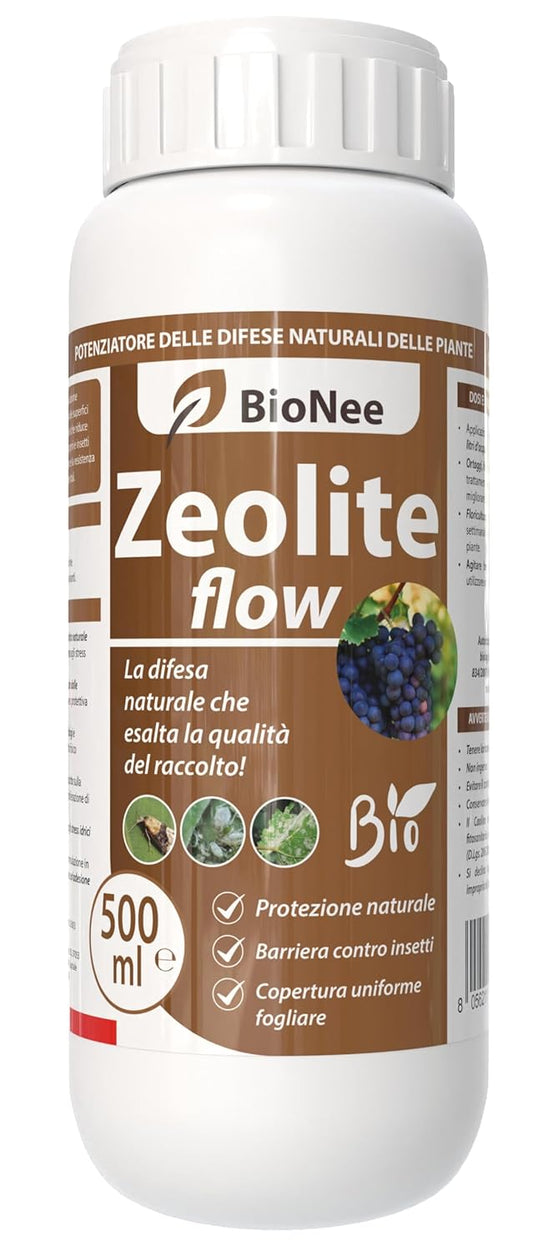 Zeolite Flow Bionee 500 ml – Corroborante Naturale per Piante – Barriera Protettiva Antifungo e Insetti – Ammesso in Agricoltura Biologica 