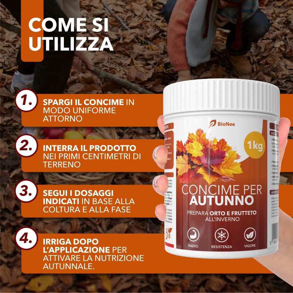 BioNee Concime per Autunno NPK 12-12-17 – Granulare a Lento Rilascio per Orto e Frutteto