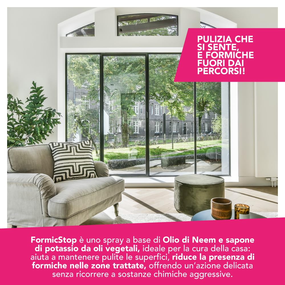 BioNee Formic Stop Spray Pronto all’Uso 500 ml – Barriera naturale per gli spazi di casa – per infissi, davanzali, balconi, tende e zanzariere – non unge, non macchia, idrosolubile