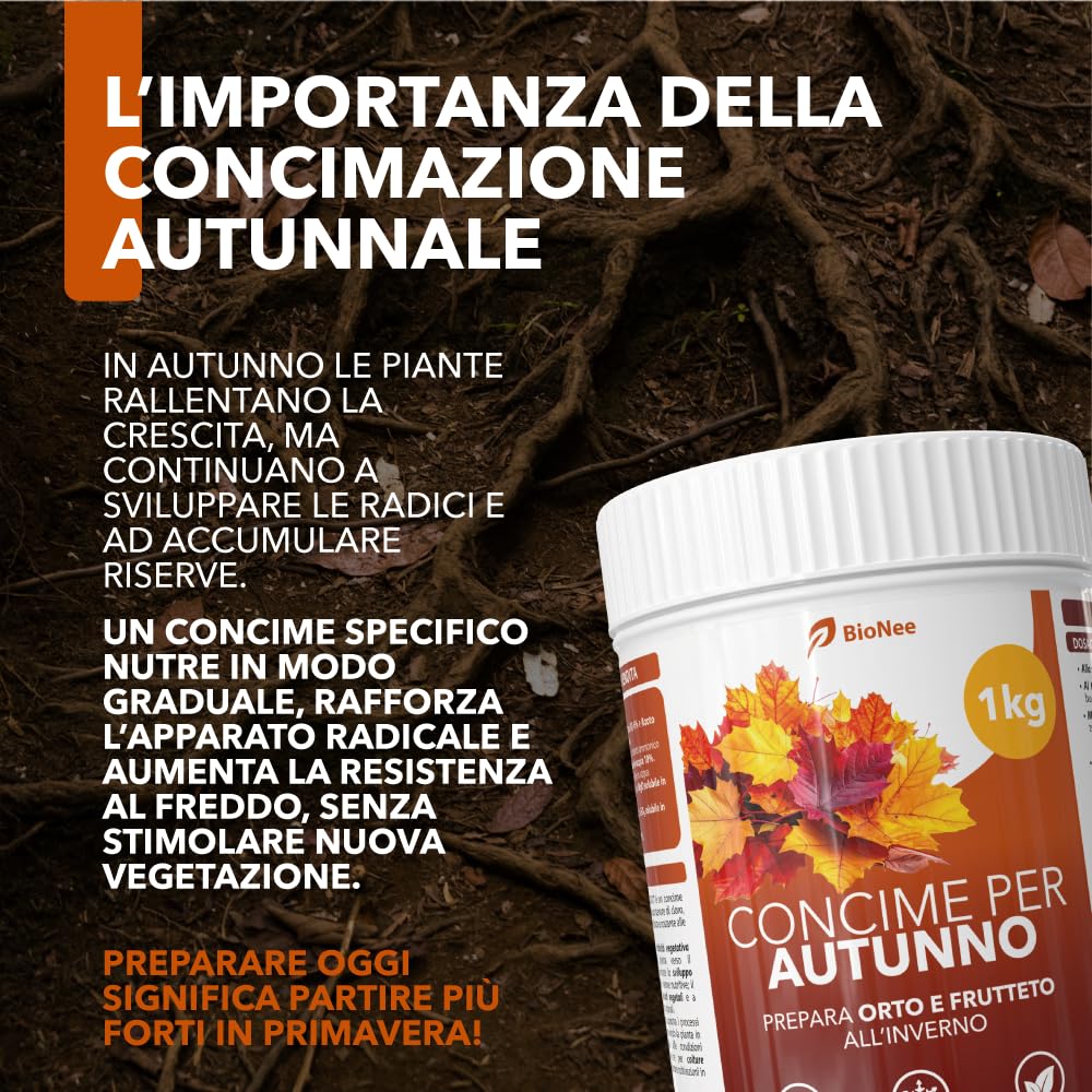 BioNee Concime per Autunno NPK 12-12-17 – Granulare a Lento Rilascio per Orto e Frutteto