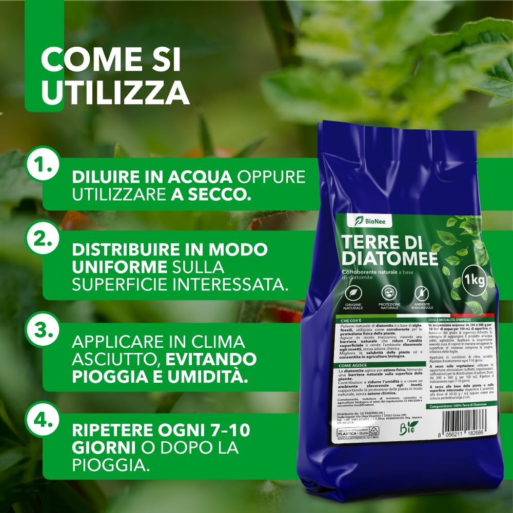 Terre di Diatomee BioNee – Corroborante Naturale per Piante – Uso Orto e Giardino 1 kg