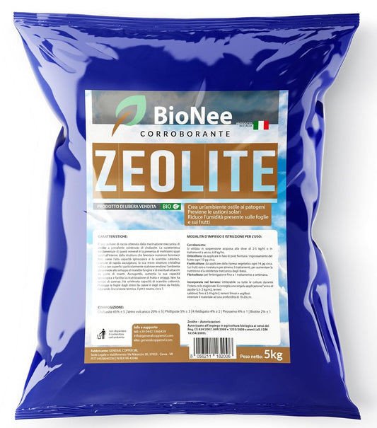 Zeolite per agricoltura x 5 KG - Polvere di roccia, Potenziatore delle difese naturali Effetto Insetticida e Fungicida - Per Orto e Piante - BIO 