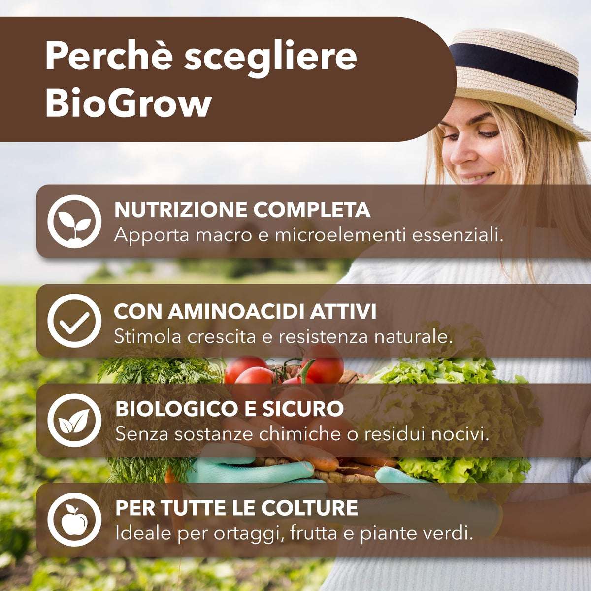 Concime Universale Organico Liquido – Ricco di Aminoacidi – Uso Radicale e Fogliare – Consentito in Agricoltura Biologica – Nutriente per Piante Vigorose (5 litri)