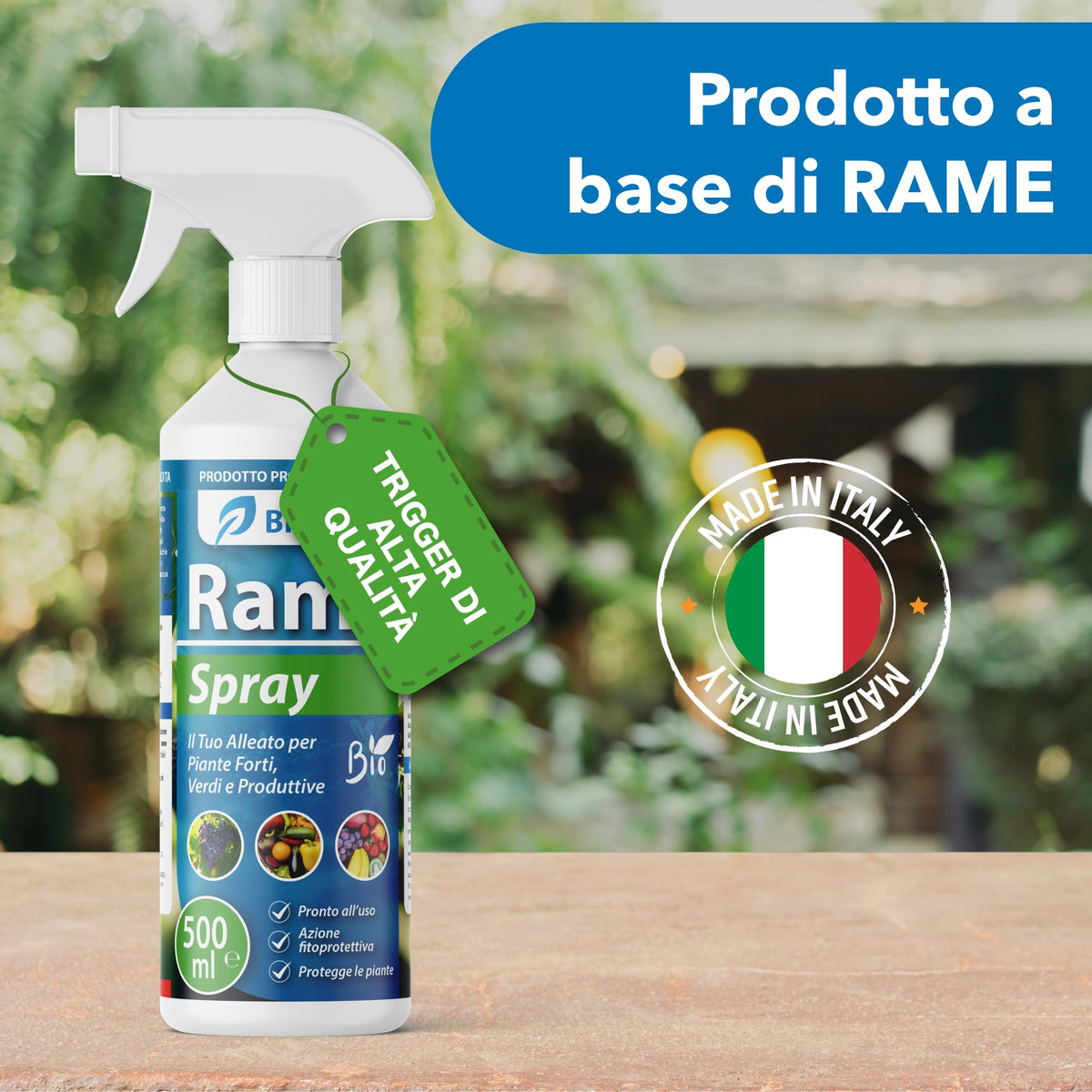 Rame Spray 500 ml – Trattamento naturale pronto all’uso per piante ornamentali, da frutto, orto e giardino – Con rame, caolino e microelementi (ramespray)