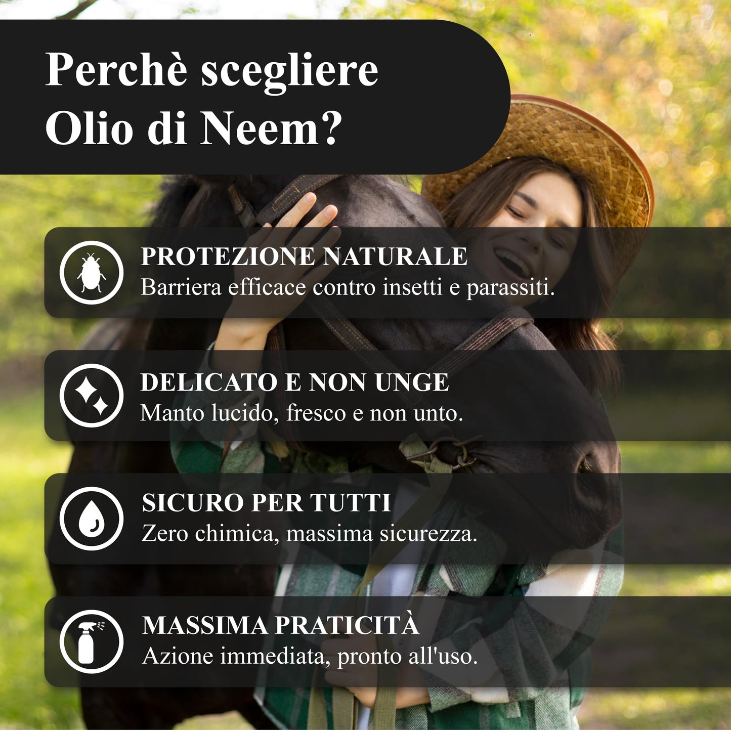 Bionee Olio di Neem Spray Cavalli 500 ml – Lozione Naturale Pronta all’Uso, Azione Protettiva contro Insetti e Parassiti, Non Unge, Delicato sul Manto, Idrosolubile