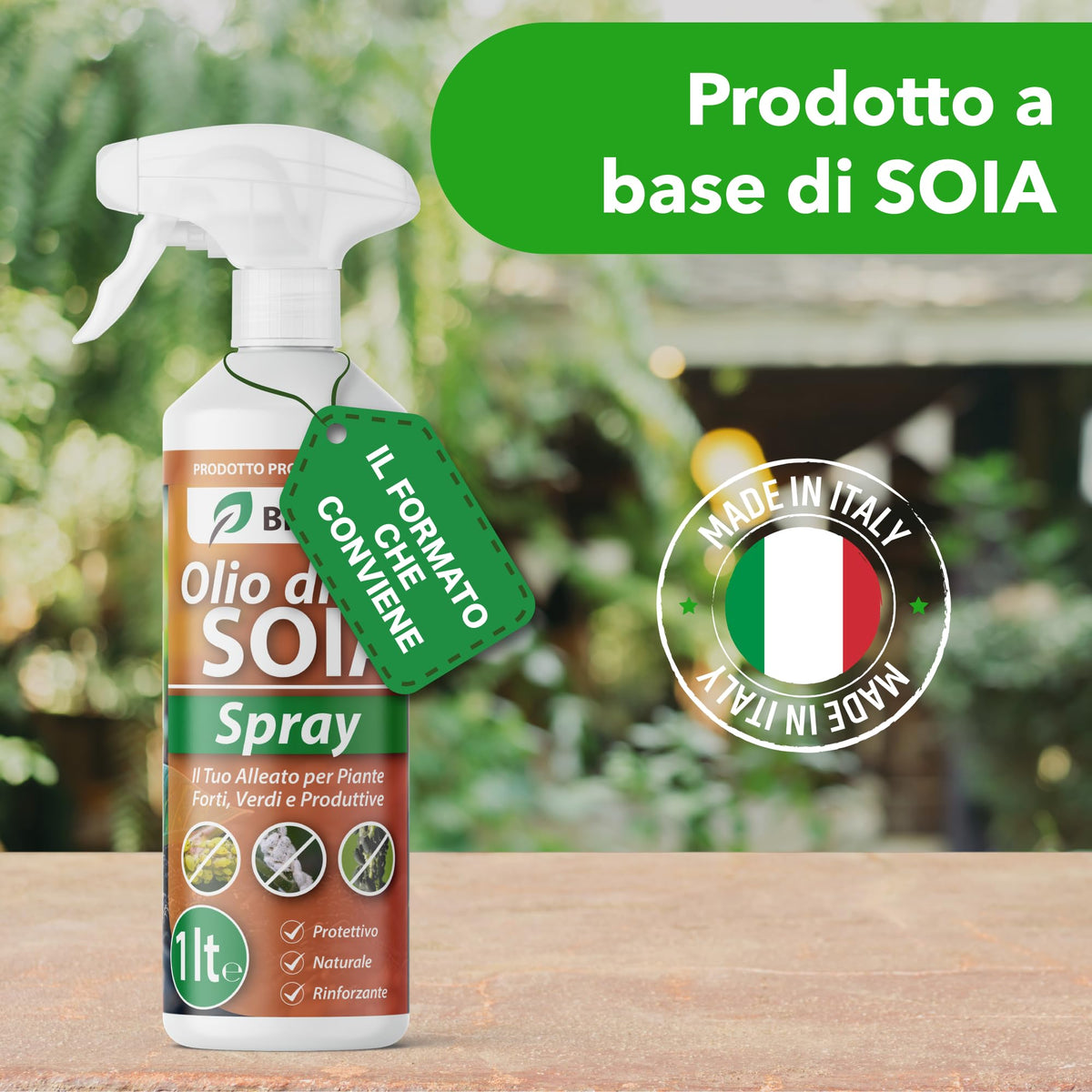 BioNee Olio Bianco di Soia Spray 1l – Protettivo Naturale per Piante, Rinforzante e Lucidante Fogliare – Pronto all’Uso