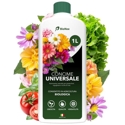BioNee Concime Universale Biologico 1L – Nutrimento Naturale per Tutte le Piante | Crescita Equilibrata, Fertilità del Terreno e Colori più Vivi | Consentito in Agricoltura Biologica